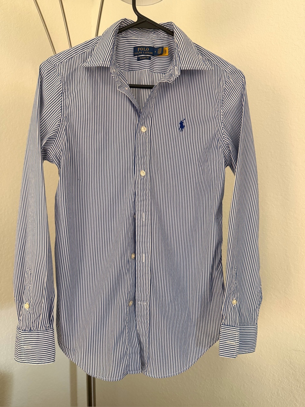 Ralph Lauren Blue & White Striped Cotton Button-Up Shirt